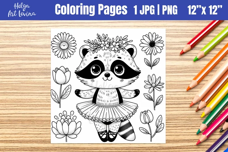 Raccoon Coloring Page. Kids coloring books