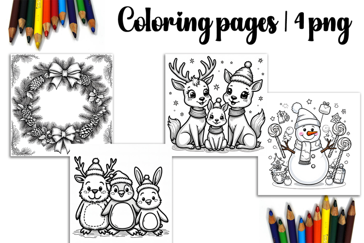 Christmas coloring page PNG, coloring book for kids