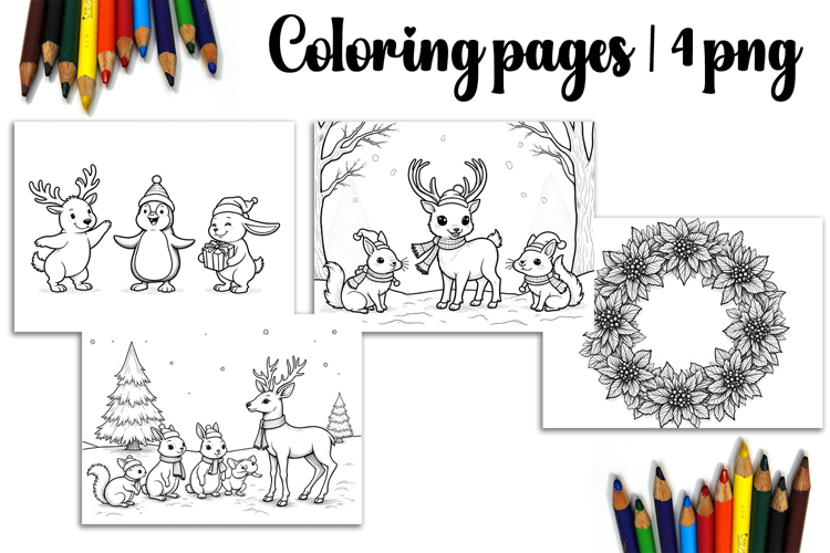 Christmas coloring page PNG, coloring book for kids