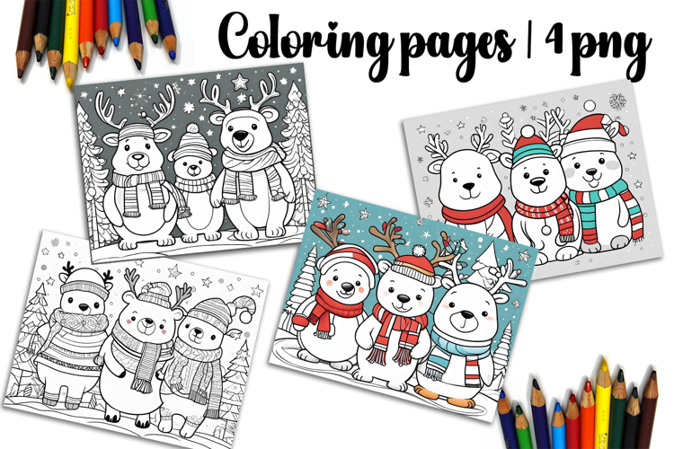 Christmas coloring page PNG, coloring book for kids