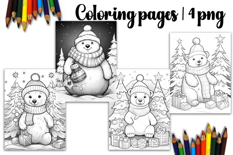 Christmas coloring page PNG, coloring book for kids