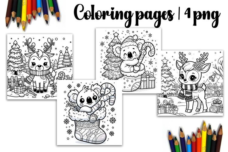 Christmas coloring page PNG, coloring book for kids
