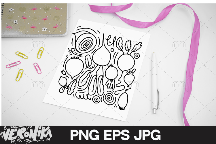 Coloring page | Beetroot & Radish Pattern