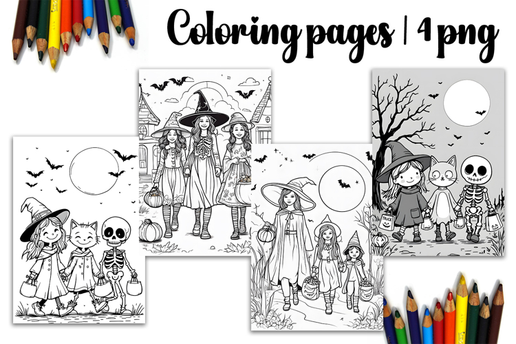 Cute halloween Design |halloween girl Coloring pages
