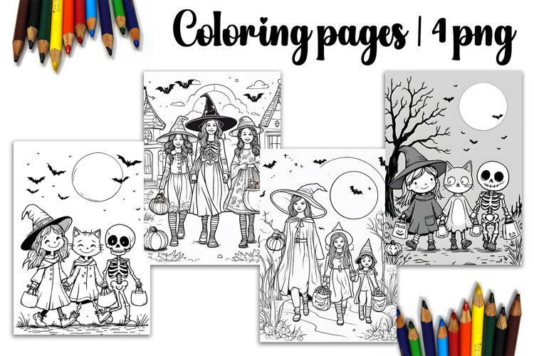 Cute halloween Design |halloween girl Coloring pages