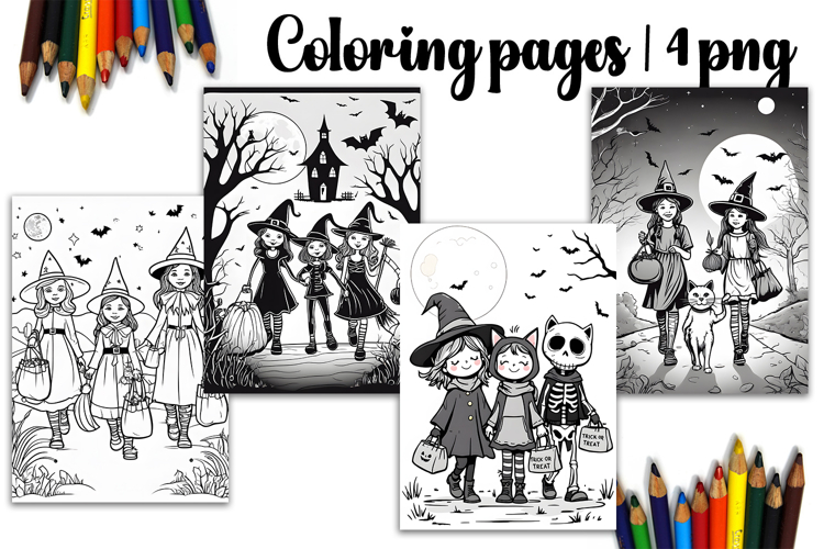Cute halloween Design |halloween girl Coloring pages