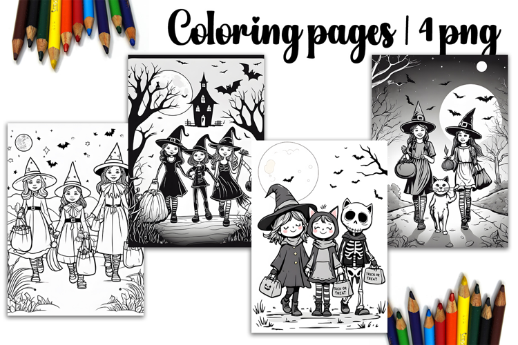 Cute halloween Design |halloween girl Coloring pages