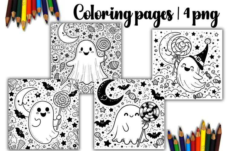 Cute funny ghost Design | halloween Coloring pages