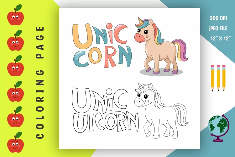 Unicorn Coloring Page - Printable Animal Coloring Book