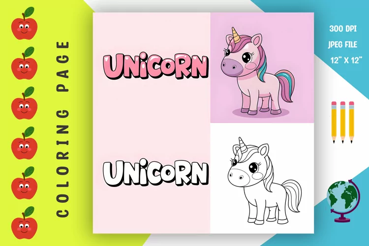 Unicorn Coloring Page - Printable Animal Coloring Book