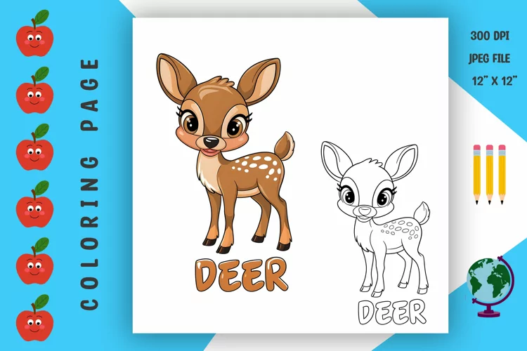 Deer Coloring Page - Printable Animal Coloring Book