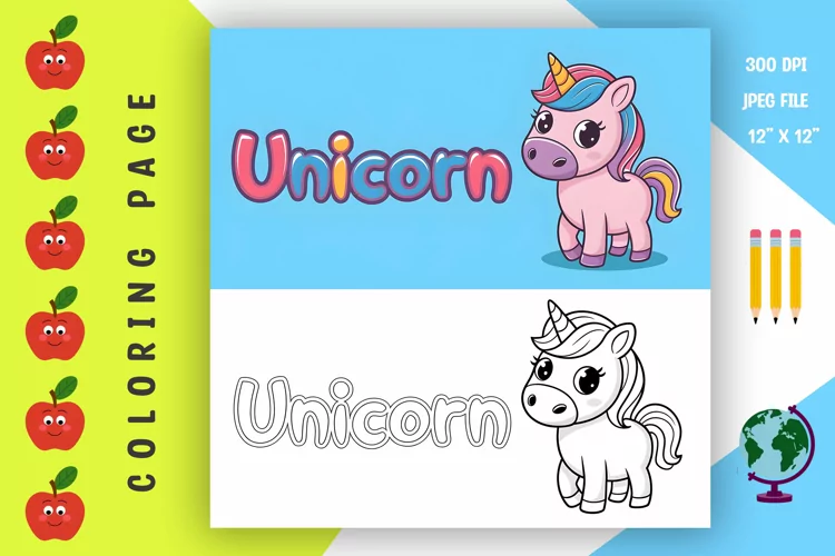 Unicorn Coloring Page - Printable Animal Coloring Book