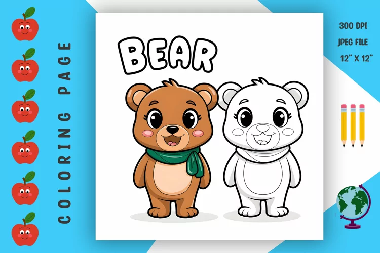 Bear Coloring Page - Printable Animal Coloring Book