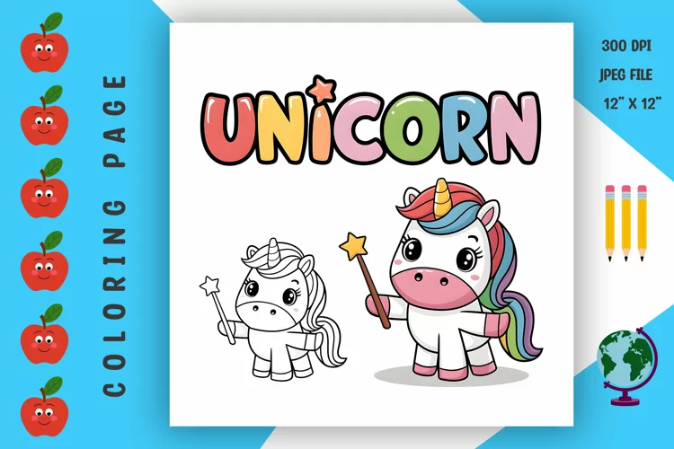 Unicorn Coloring Page - Printable Animal Coloring Book