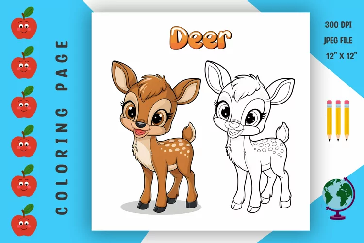 Deer Coloring Page - Printable Animal Coloring Book