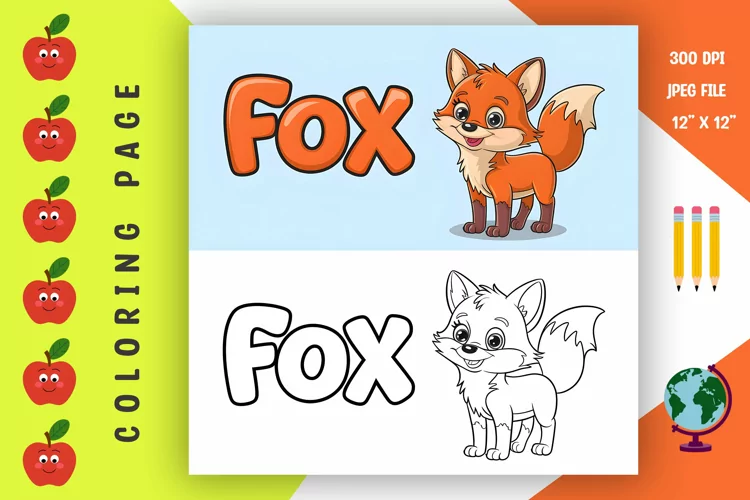 Fox Coloring Page - Printable Animal Coloring Book