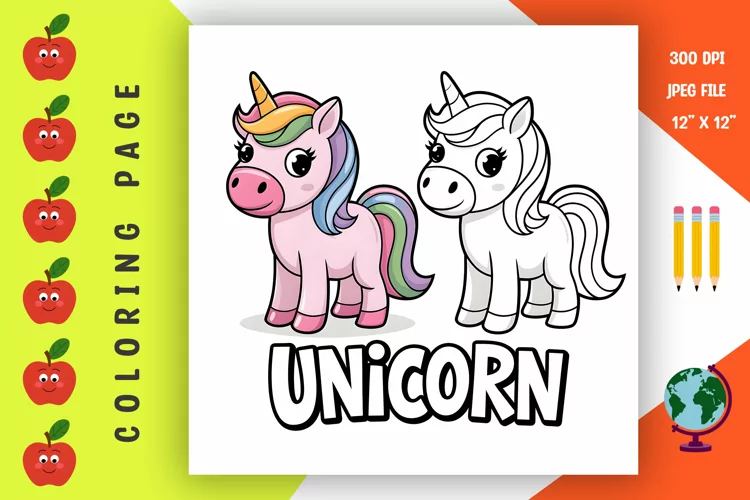Unicorn Coloring Page - Printable Animal Coloring Book