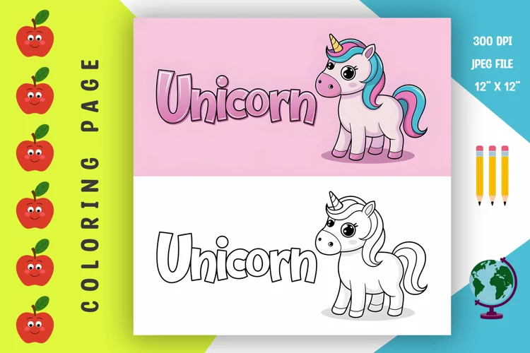 Unicorn Coloring Page - Printable Animal Coloring Book