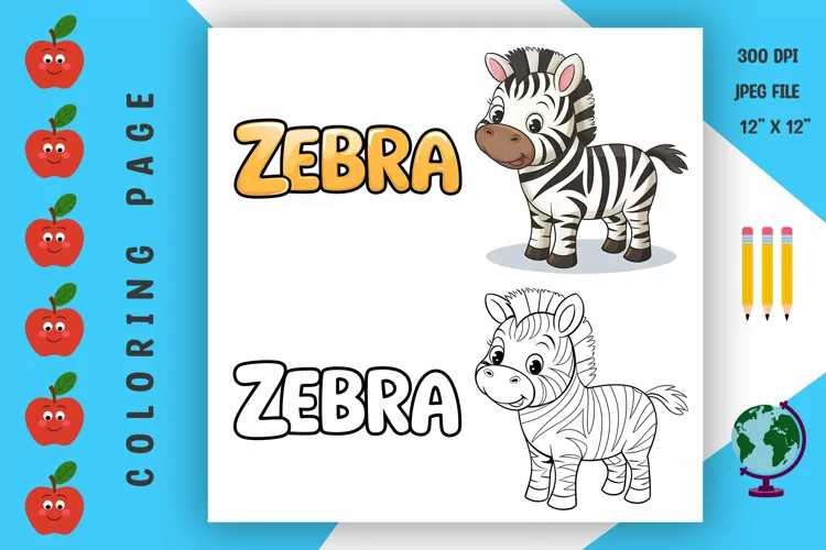 Zebra Coloring Page - Printable Animal Coloring Book