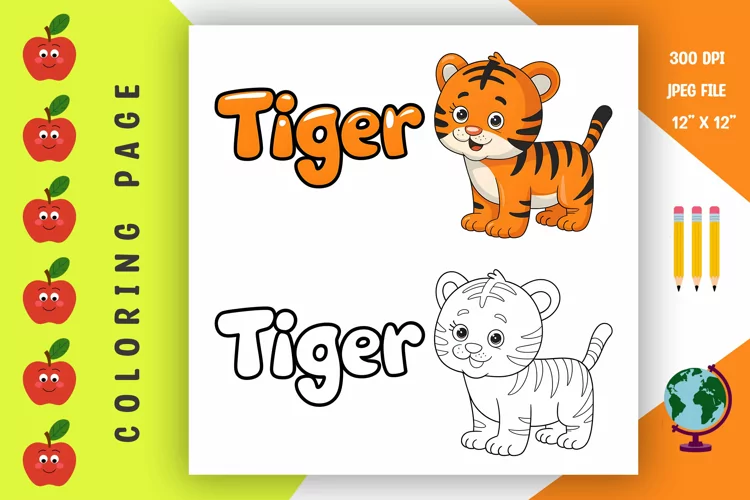 Tiger Coloring Page - Printable Animal Coloring Book