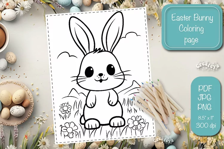 Easter Bunny Coloring pages Coloring printable sheet png