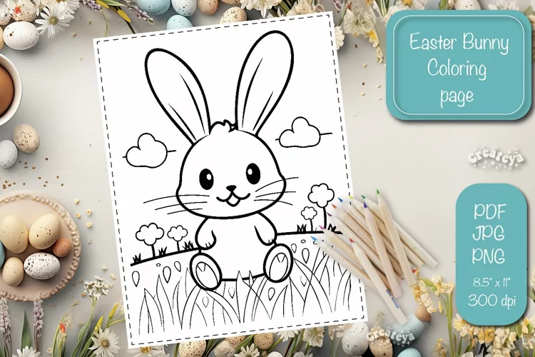 Easter Bunny Coloring pages Coloring printable sheet png