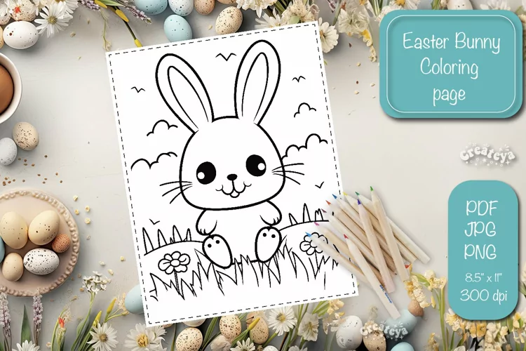 Easter Bunny Coloring pages Coloring printable sheet png