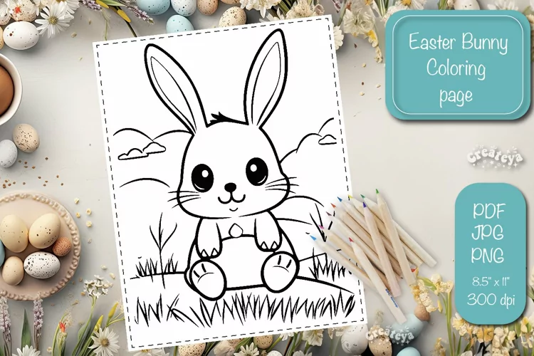 Easter Bunny Coloring pages Coloring printable sheet png