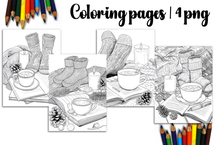 Christmas coloring page PNG, coloring book for kids