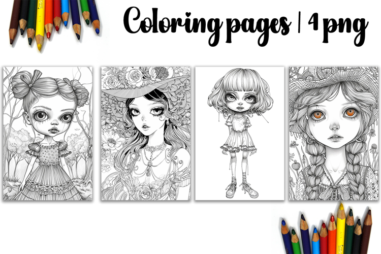 Cute animals Design |girl and flowers Coloring pages