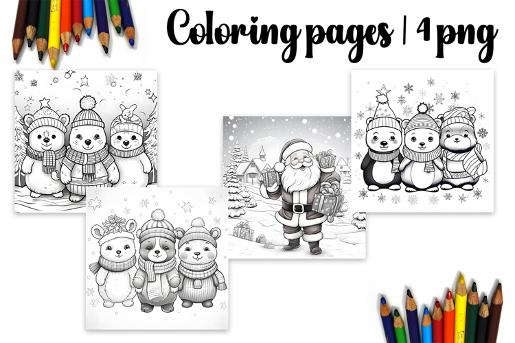 Chrismas coloring page PNG, coloring book for kids