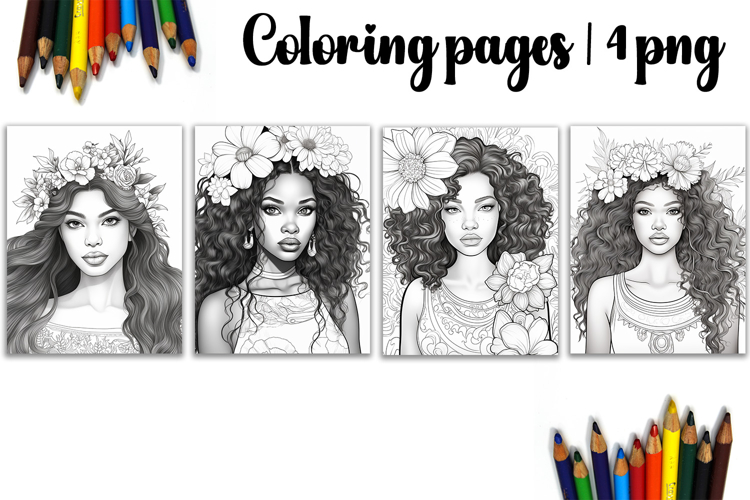 Cute animals Design |girl and flowers Coloring pages