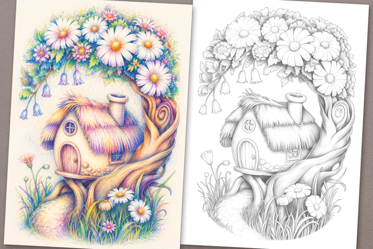 Cute Gnome House Coloring Page and Coloring Book for Kids