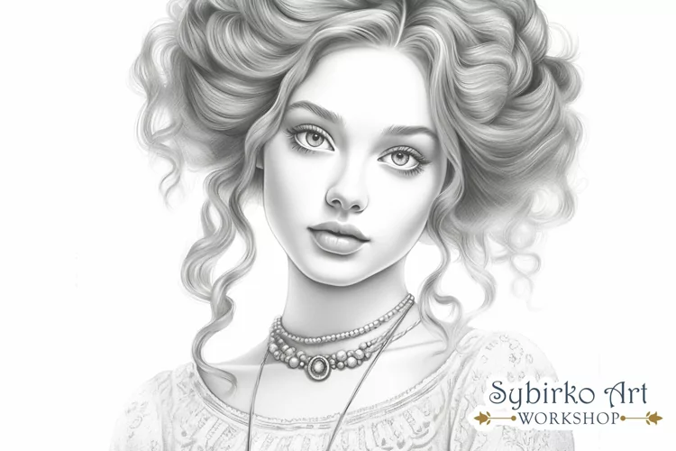 Beautiful Girl coloring page for adults. Adult coloring page