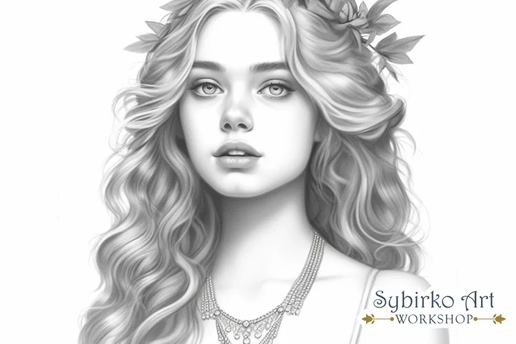 Beautiful Girl coloring page for adults. Adult coloring page