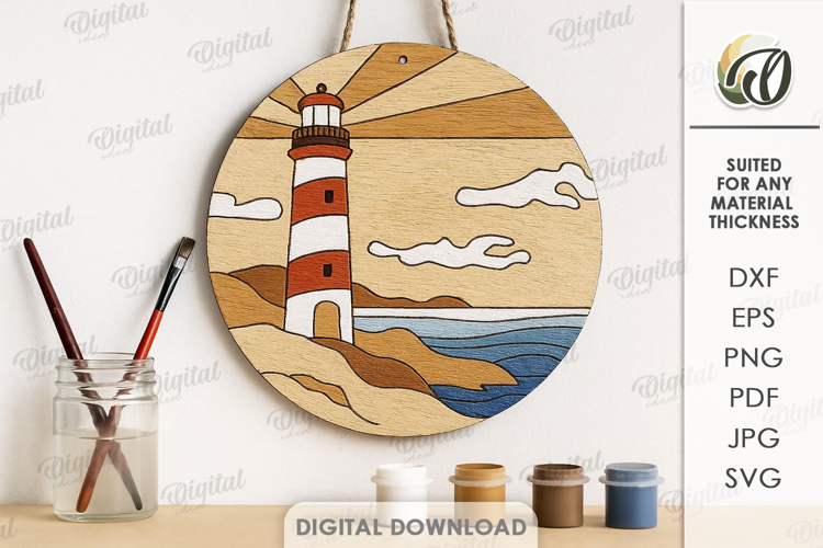 Boho Coloring Wall Sign Laser Cut. Lighthouse SVG