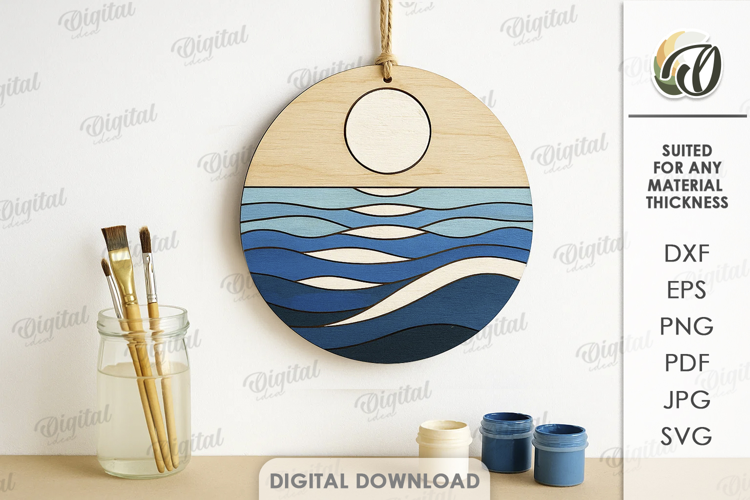 Boho Coloring Wall Sign Laser Cut. Sea SVG