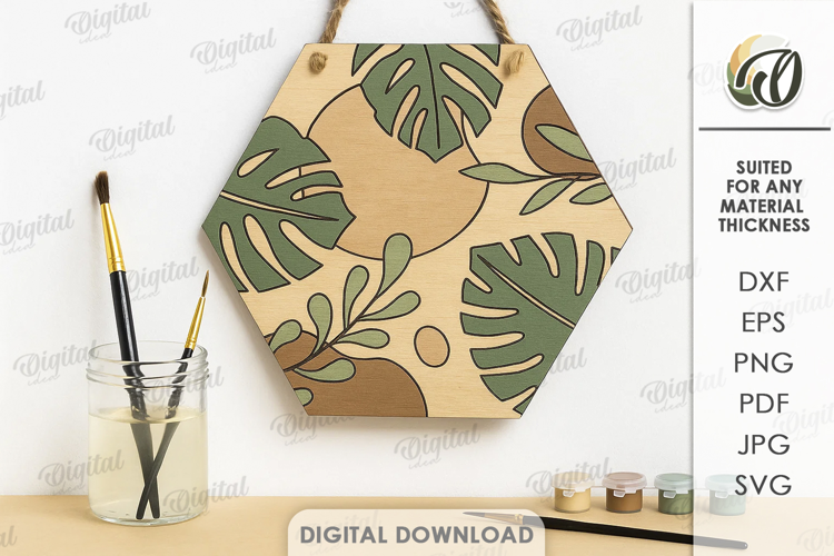 Boho Coloring Wall Sign Laser Cut. Plant SVG