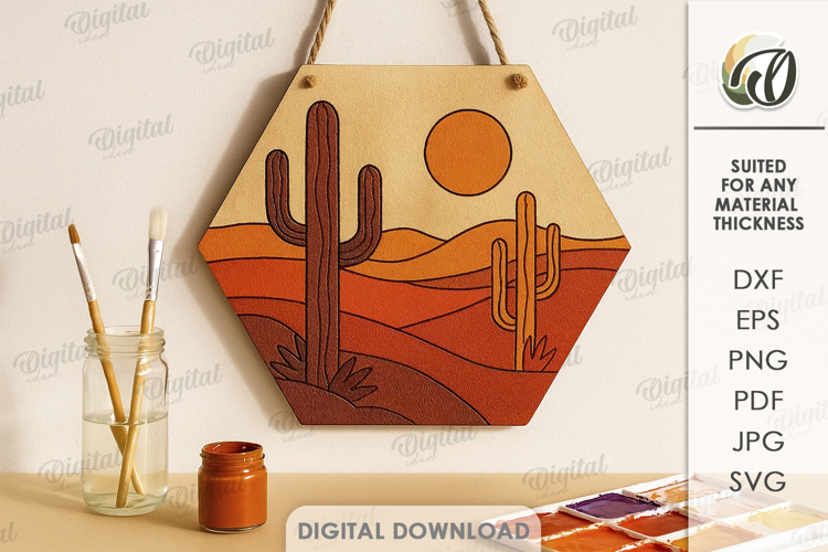 Boho Coloring Wall Sign Laser Cut. Desert SVG