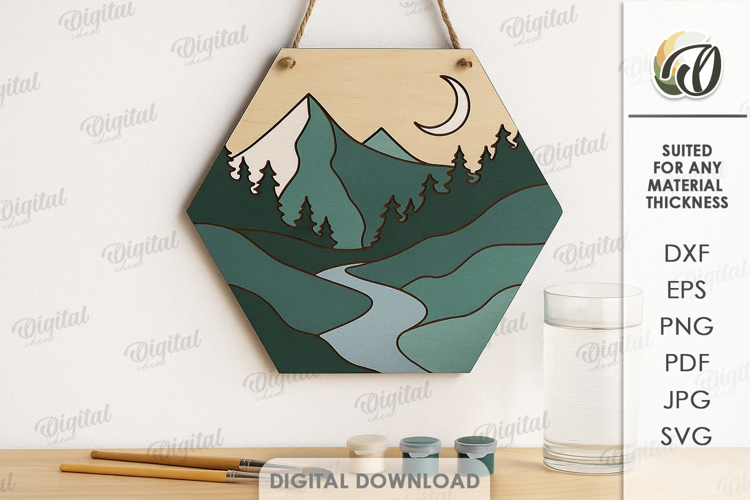 Boho Coloring Wall Sign Laser Cut. Nature Scene SVG