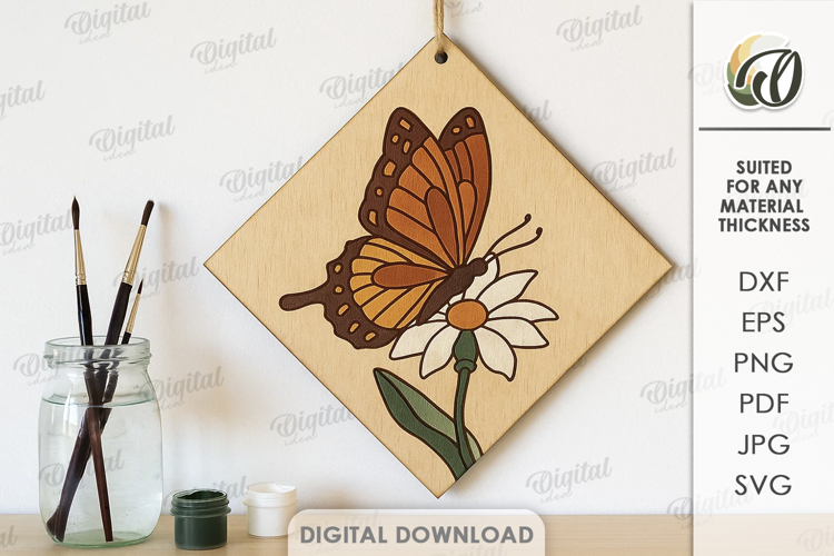Boho Coloring Wall Sign Laser Cut. Butterfly SVG