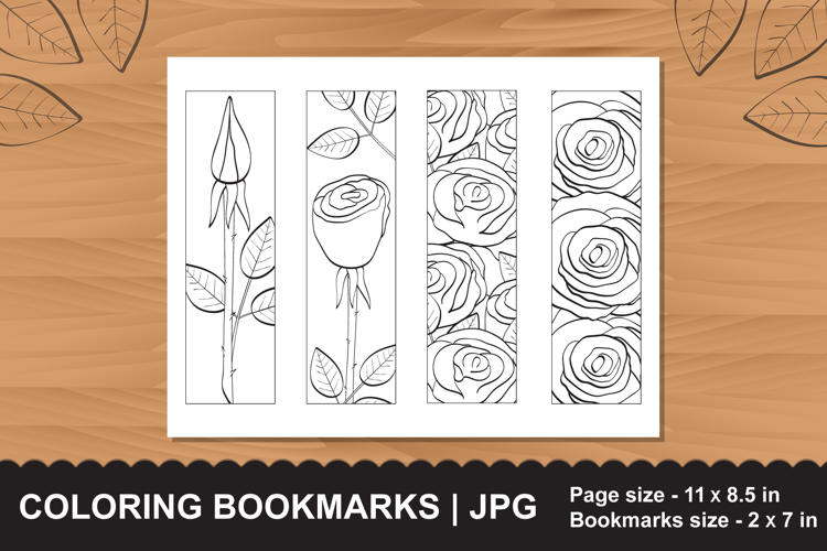Printable Rose Coloring Bookmarks