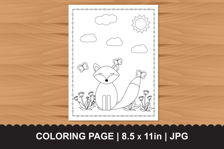 Cute Fox in Flower Garden Coloring Page