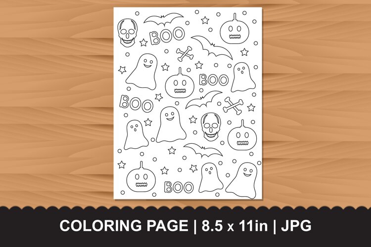 Cute Halloween Coloring Page JPG example image 1