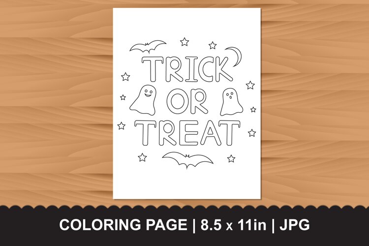 Trick or Treat Halloween Coloring Page JPG example image 1