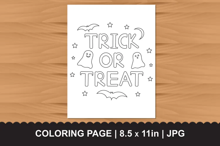 Trick or Treat Halloween Coloring Page JPG