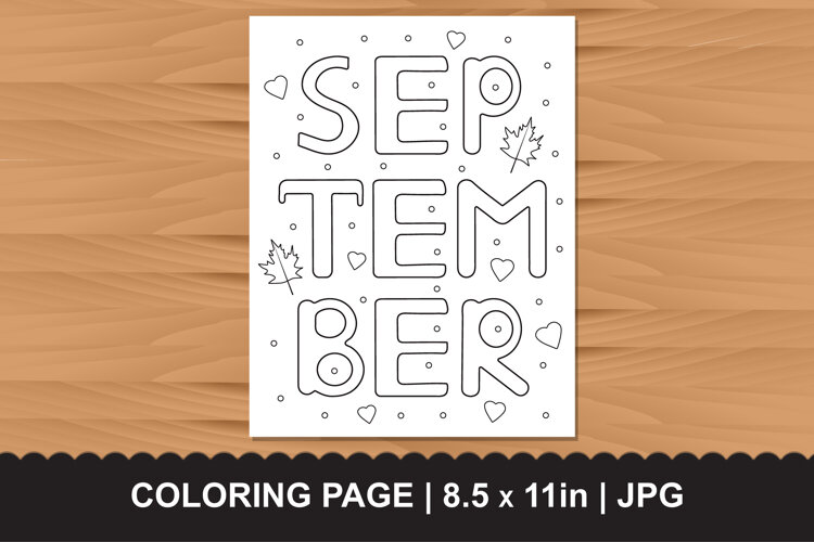 September Coloring Page Printable JPG example image 1