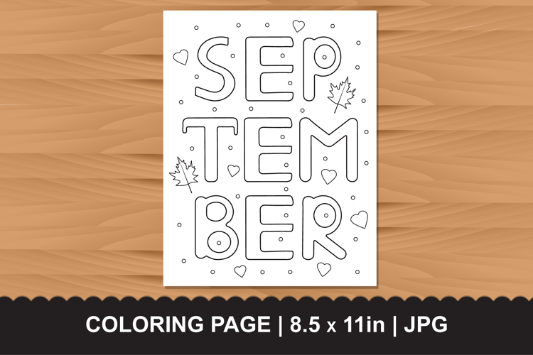September Coloring Page Printable JPG