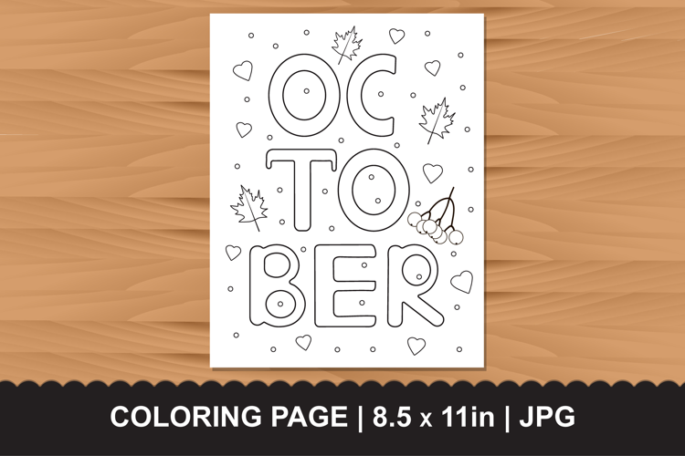 October Coloring Page Printable JPG
