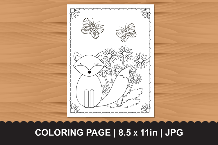 Cute Fox in Flower Garden Coloring Page